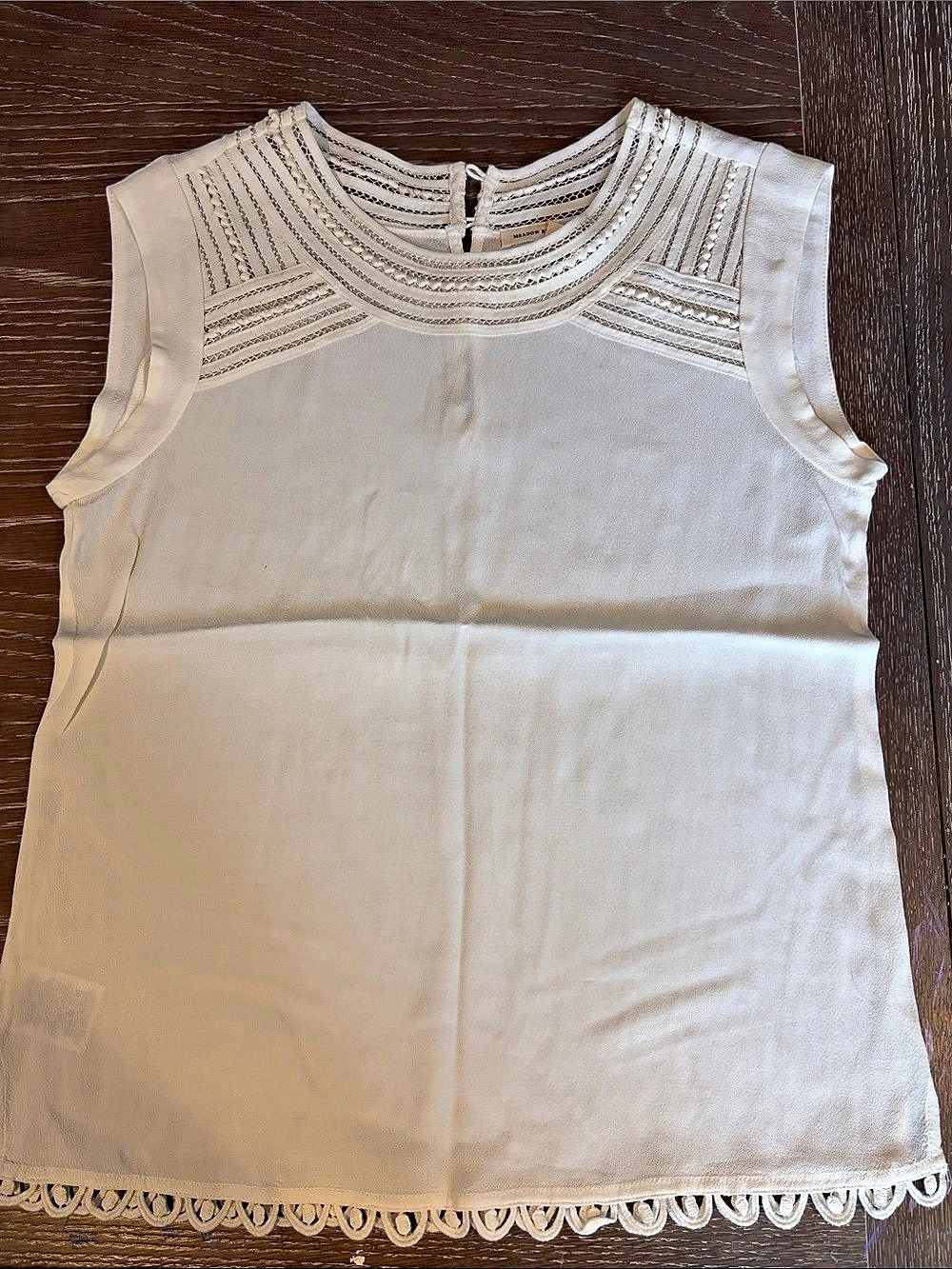 Anthropologie, Meadow Rue Embroidered Trim Tank Top in White XS